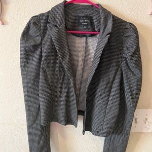 Haute Monde Black and Gray Patterned Cropped Blazer